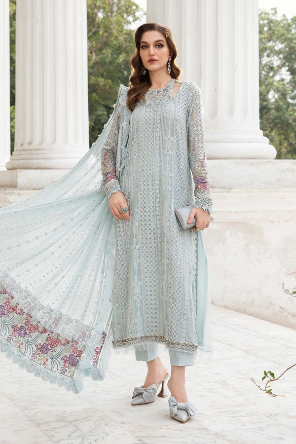 Maria B | Unstitched Embroidered Chiffon Suit | MPC-24-103-Ice Blue